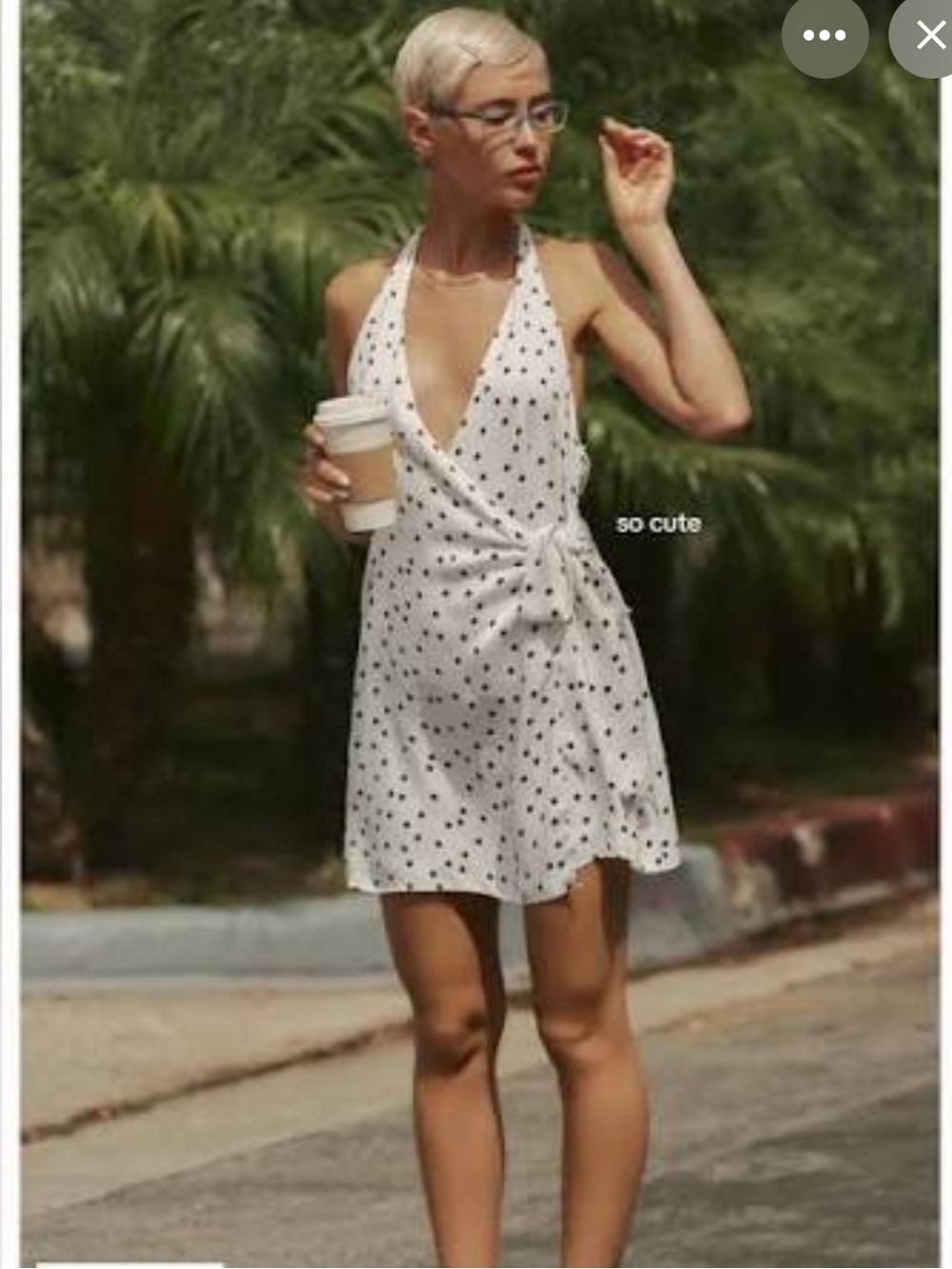 Zara White Halter Mini Dress with Black Polka Dots